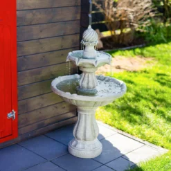 Solar Standbrunnen 93 cm mit dreifach Wasserspiel