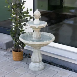 Solar Standbrunnen 93 cm mit dreifach Wasserspiel