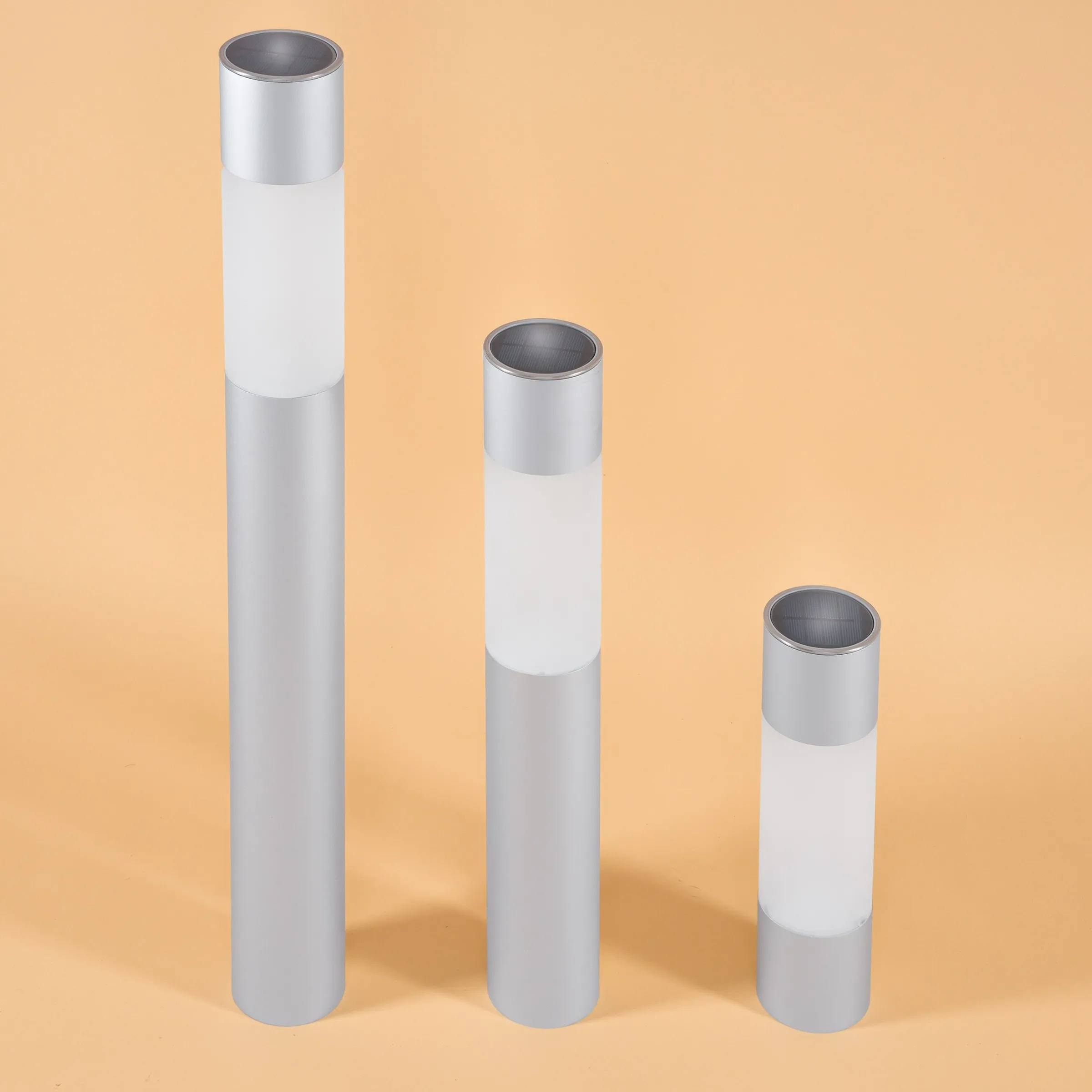 Solar Standleuchten Pole Light im 3er-Set bernsteinfarben