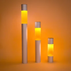 Solar Standleuchten Pole Light im 3er-Set bernsteinfarben