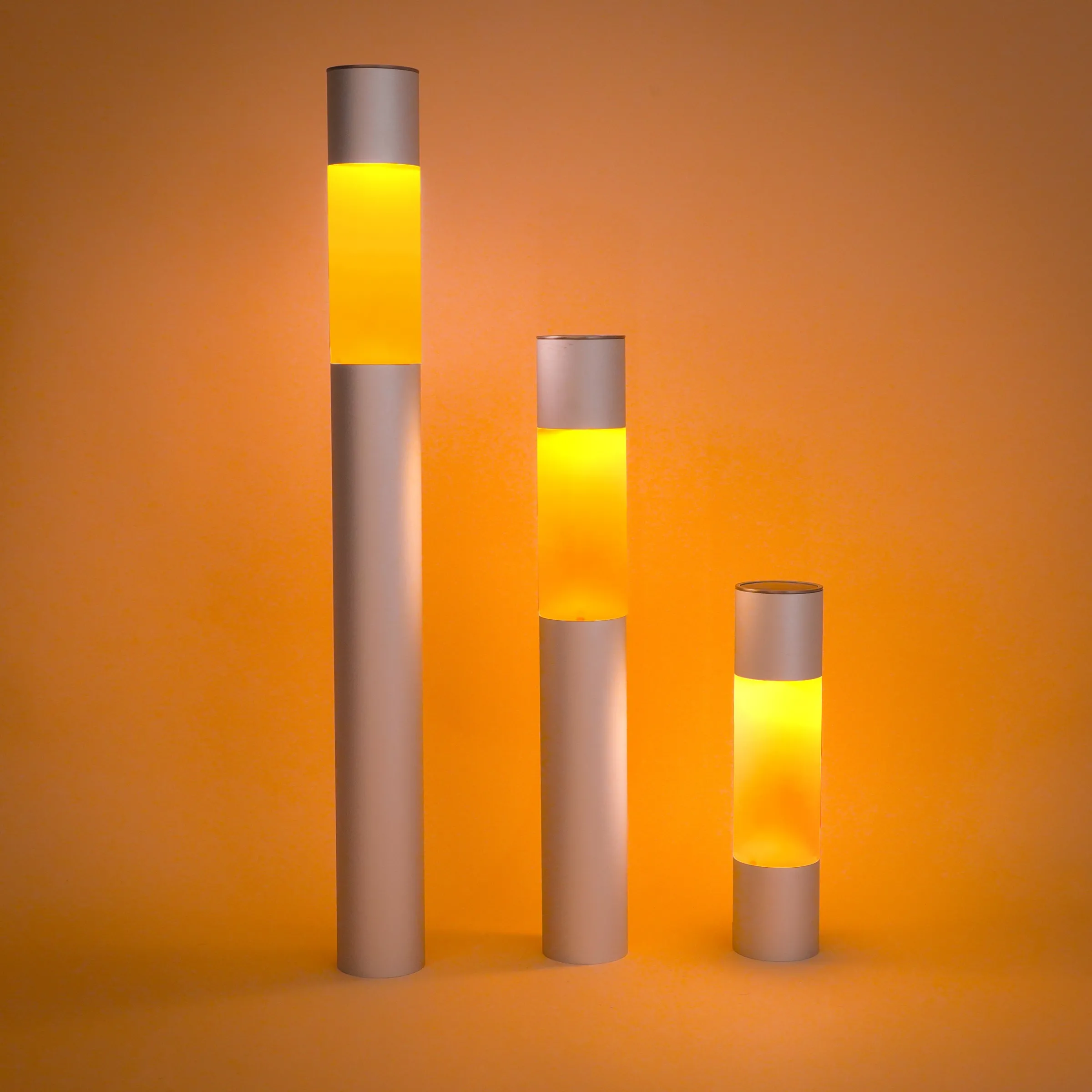 Solar Standleuchten Pole Light im 3er-Set bernsteinfarben