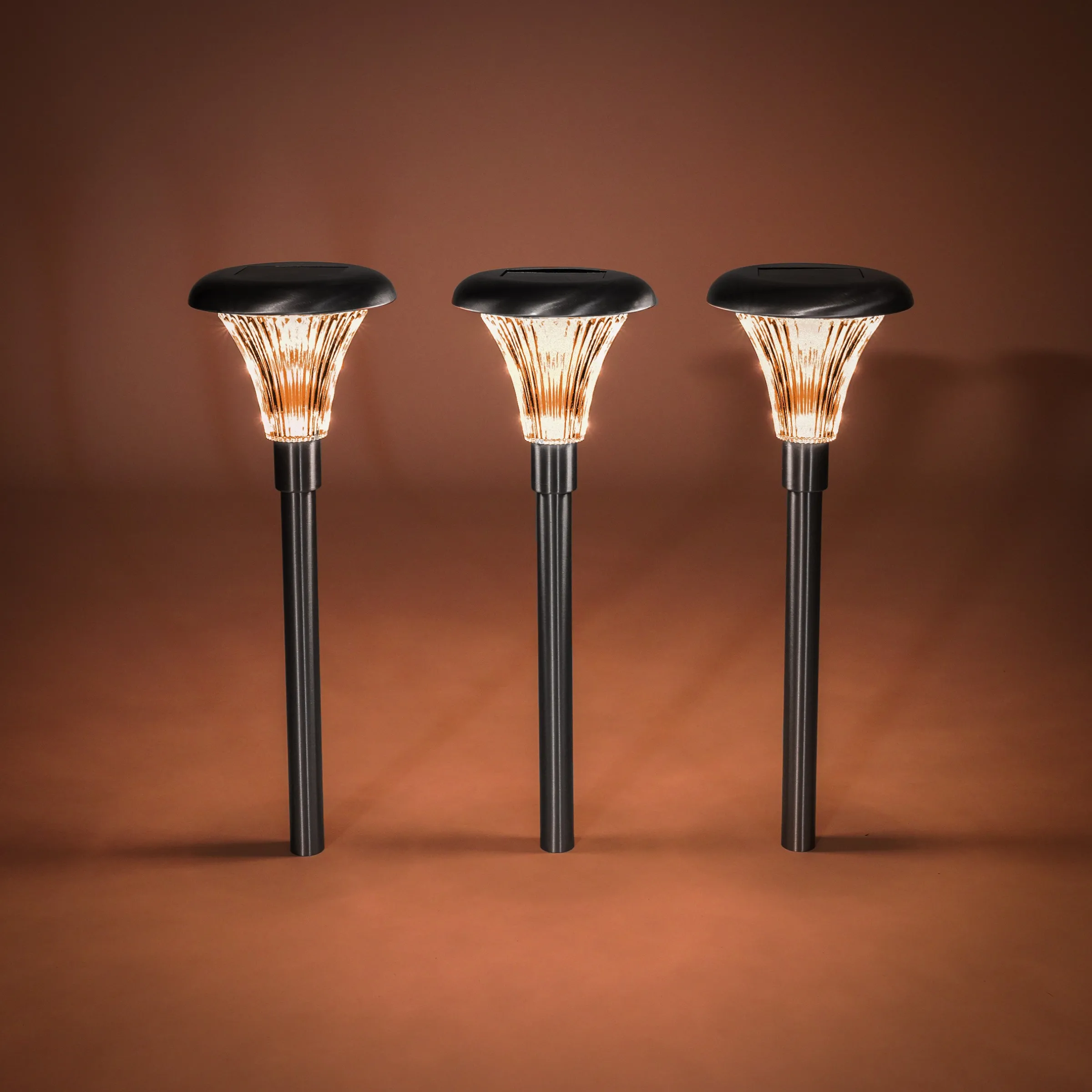 Solar Steckleuchten 3-er Set Capri, 34 cm mit bernstein LED