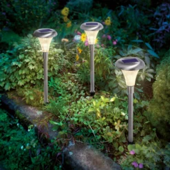 Solar Steckleuchten Set Capri 34 cm DuoColor Edelstahl