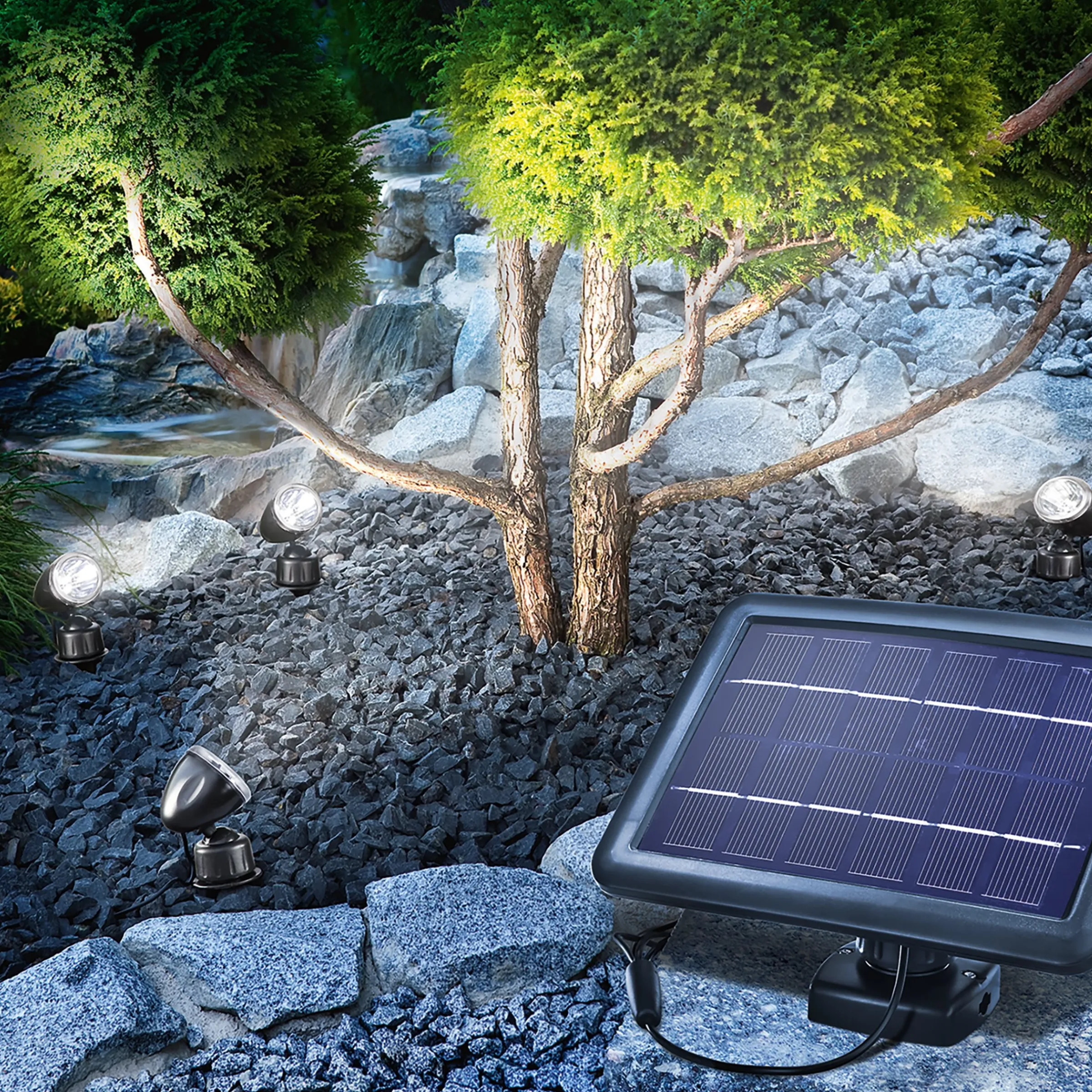 Solarstrahler Quatre mit 4 Wand- oder Bodenpots
