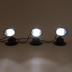 Solarstrahler Trio mit 3 Wand- oder Bodenpots kaltweiß