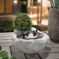 Solar Vogelbadbrunnen hell mit LED Beleuchtung