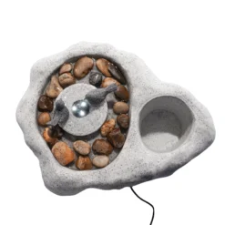 Solar Vogelbadbrunnen hell mit LED Beleuchtung