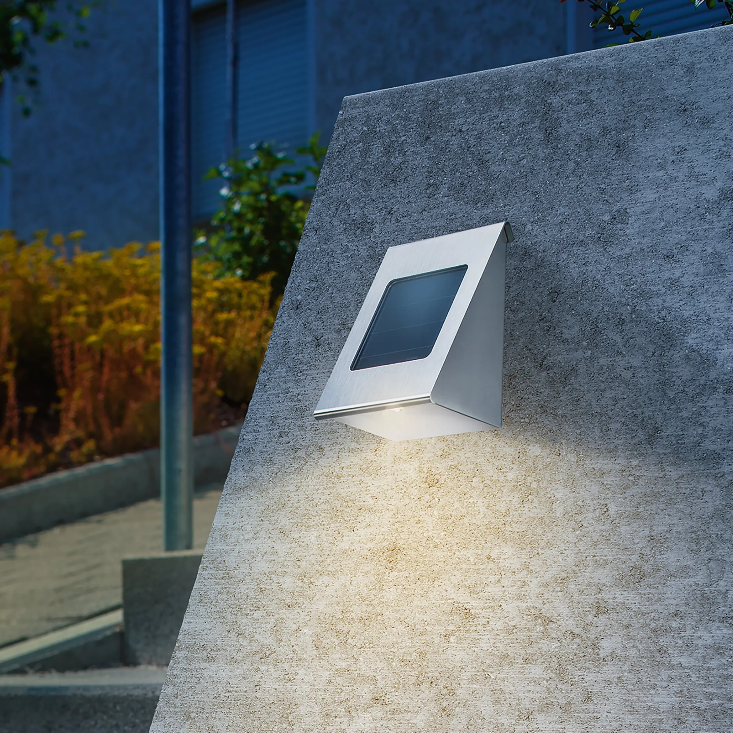 Solar Wandleuchte Shine aus Edelstahl