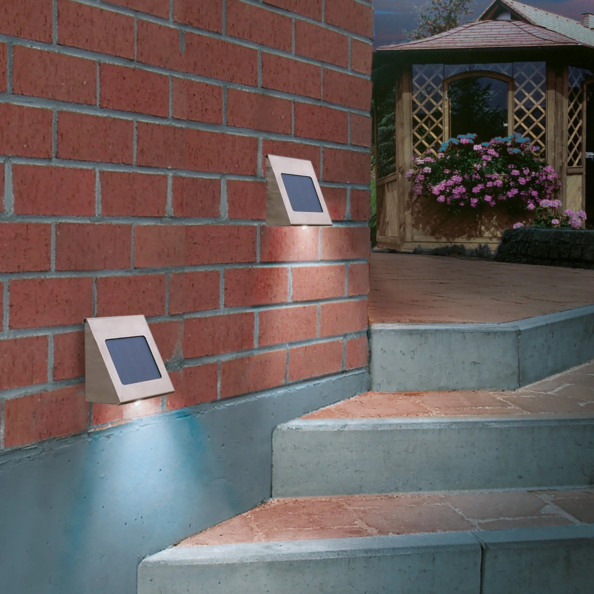 Solar Wandleuchte Shine aus Edelstahl