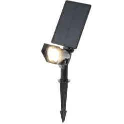 Solar Wand- und Bodenstrahler warm weiß im Kunststoffgehäuse