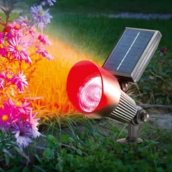 Solar Wand- und Bodenstrahler mit 7 Lichtfarben im Alugehäuse