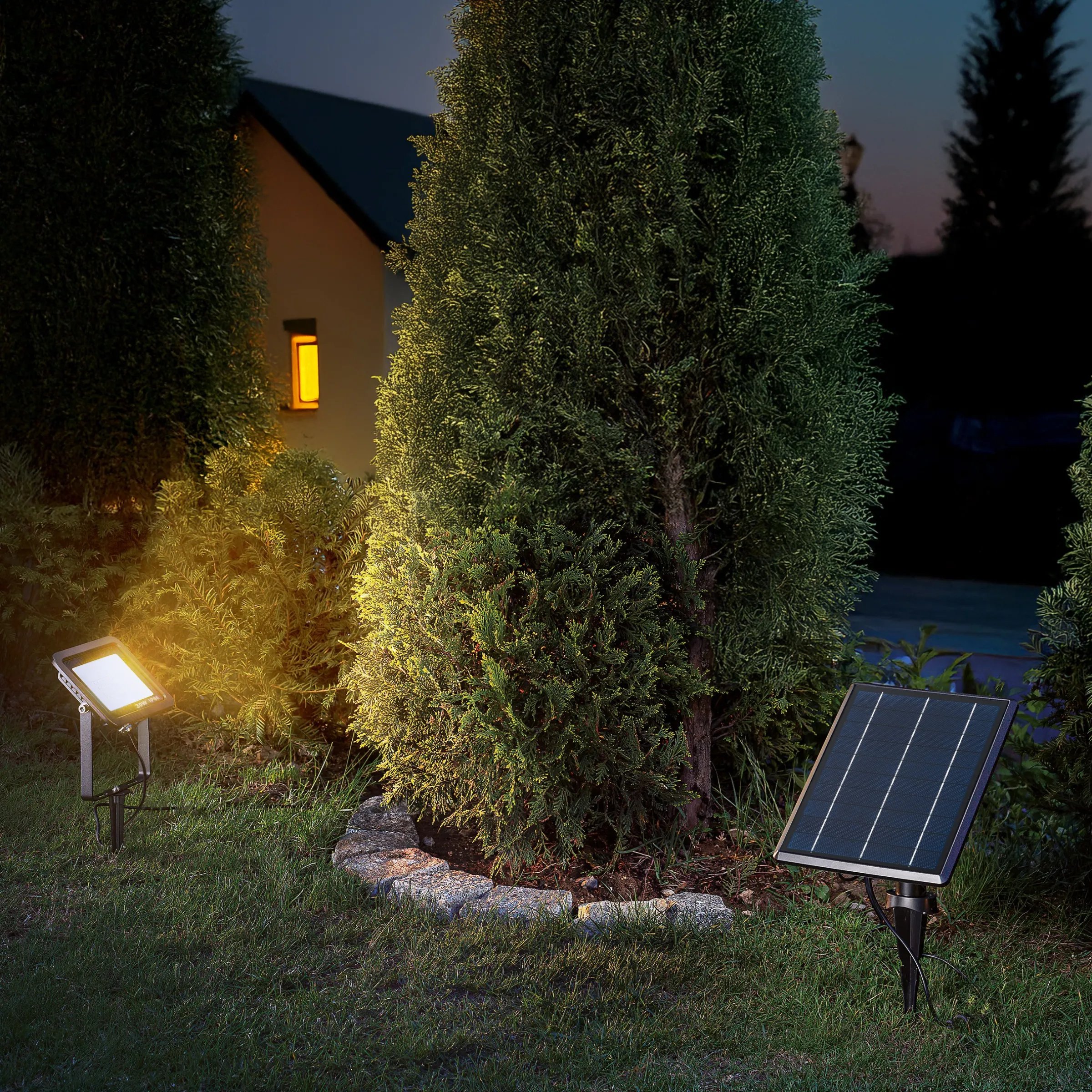 Solar Wand- und Bodenstrahler Power Flood DuoColor
