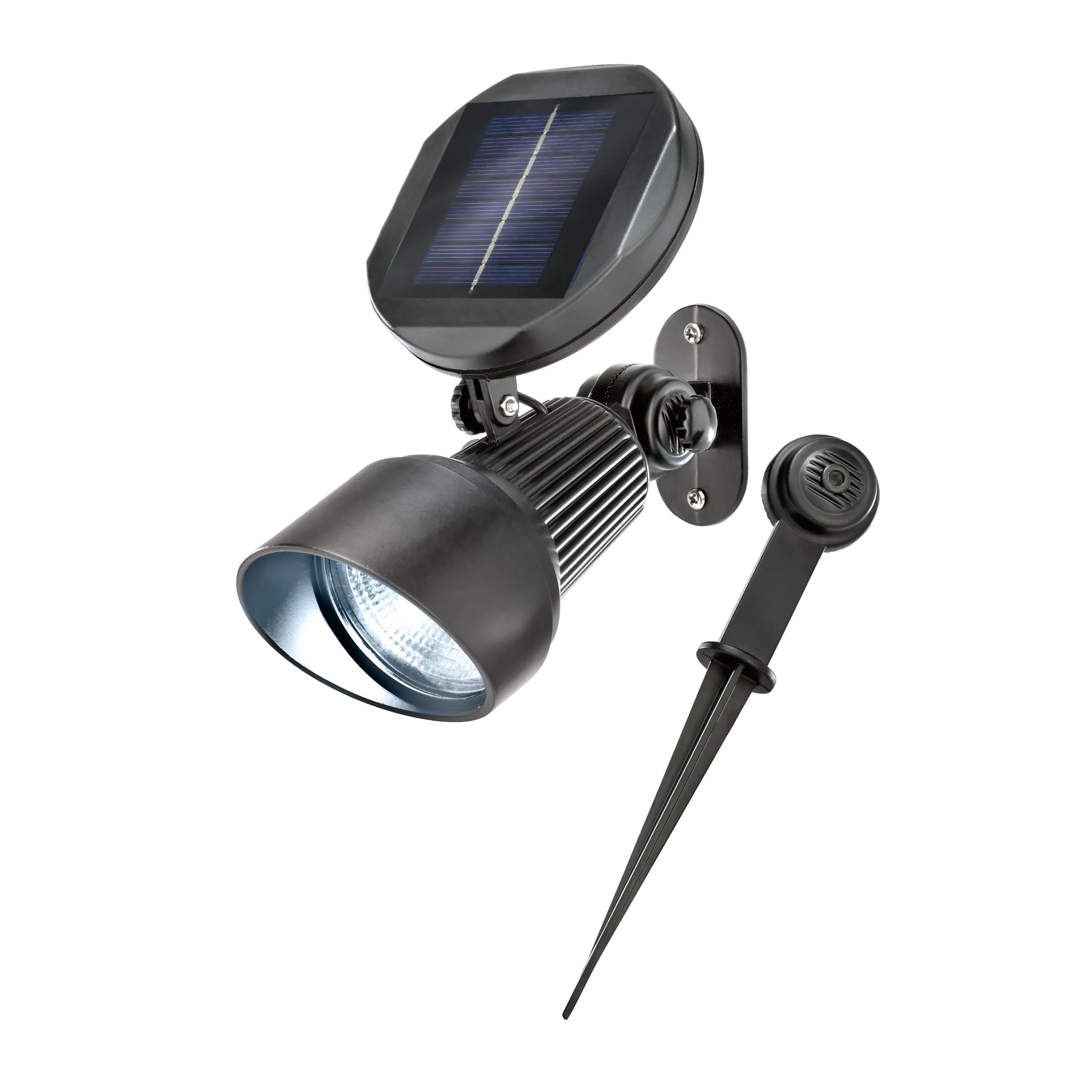 Solar Wand- und Bodenstrahler kalt weiß im Alugehäuse