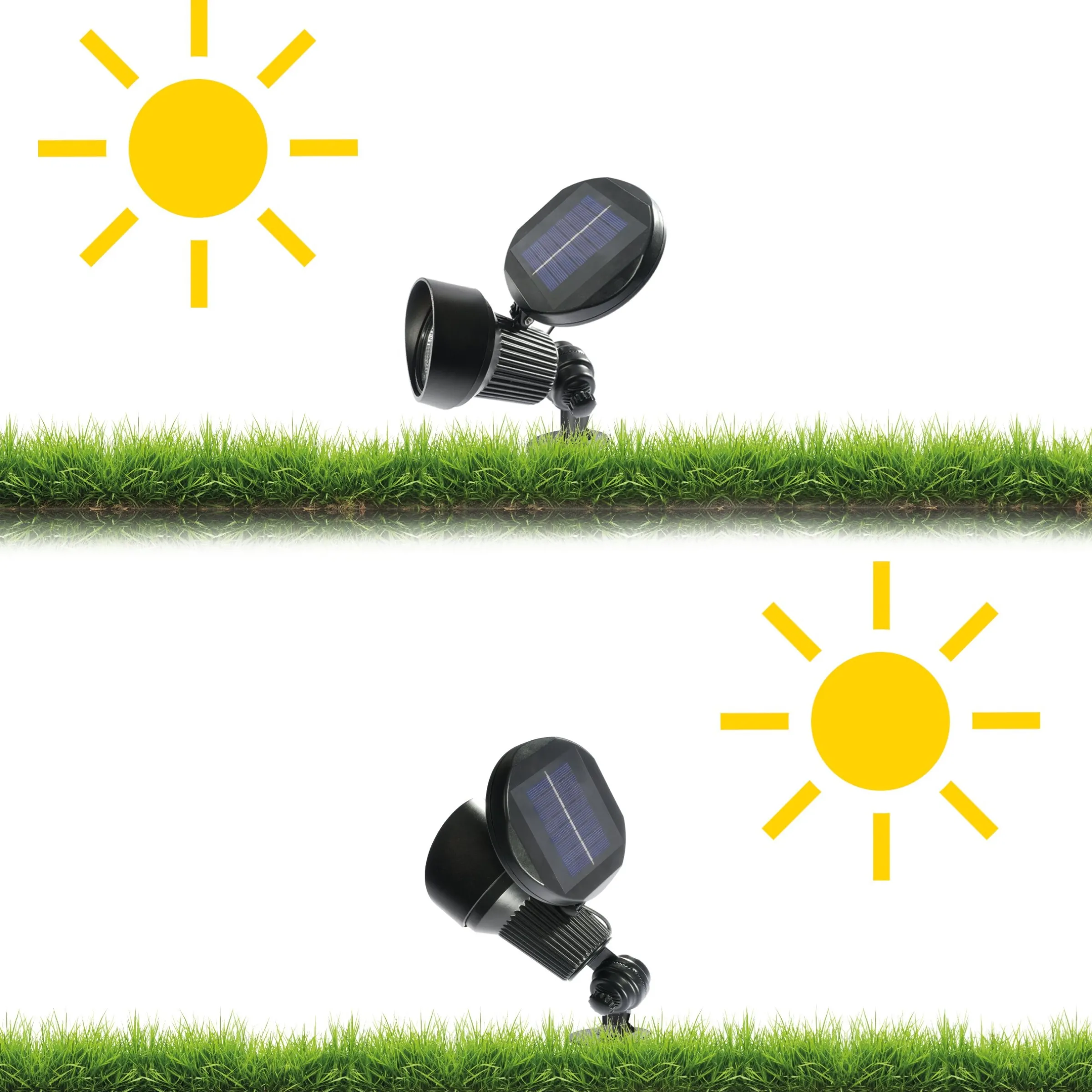 Solar Wand- und Bodenstrahler kalt weiß im Alugehäuse