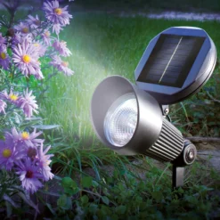 Solar Wand- und Bodenstrahler kalt weiß im Alugehäuse