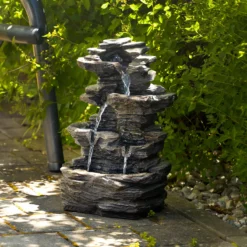 Solar Wasserfall-Dekobrunnen Rock Fountain mit Direktbetrieb