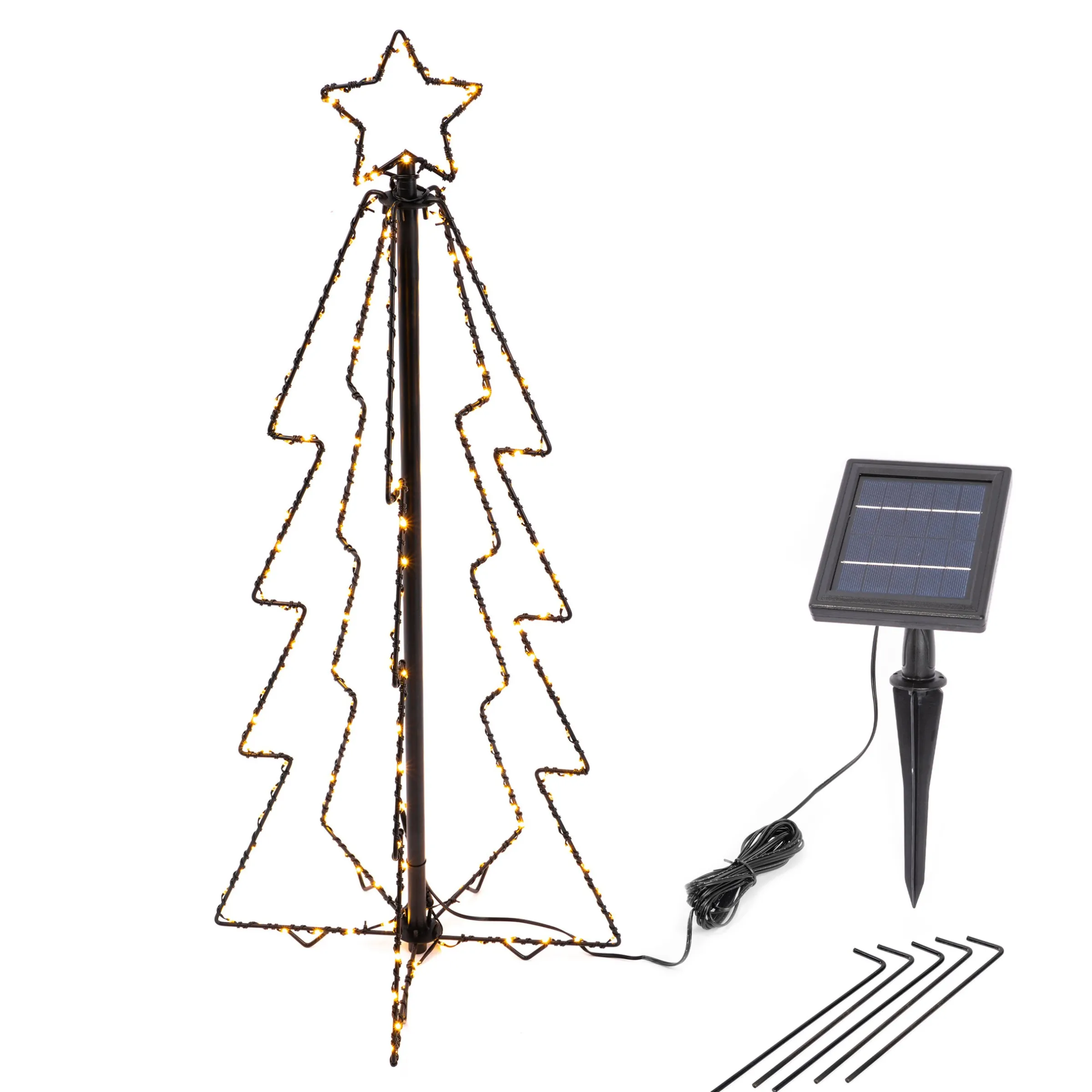 Solar Weihnachtsbaum mit Leuchtstern, Höhe 80 cm