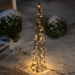 Solar Weihnachtspyramide Höhe 50 cm mit 200 warmweißen LEDs