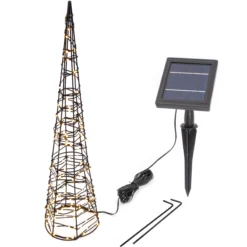 Solar Weihnachtspyramide Höhe 60 cm mit 200 warmweißen LEDs
