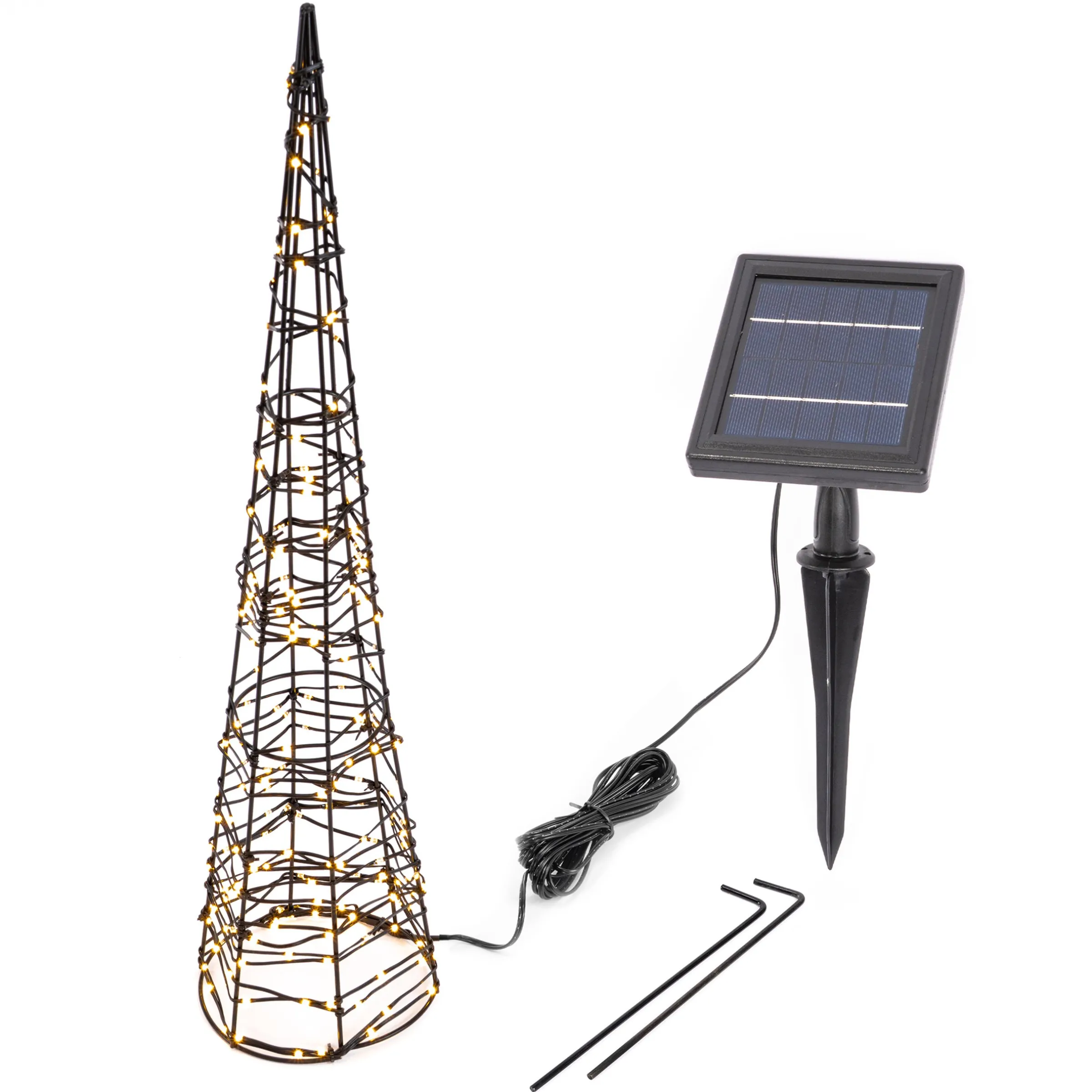 Solar Weihnachtspyramide Höhe 60 cm mit 200 warmweißen LEDs