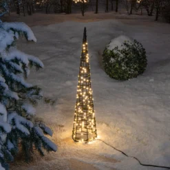 Solar Weihnachtspyramide Höhe 60 cm mit 200 warmweißen LEDs