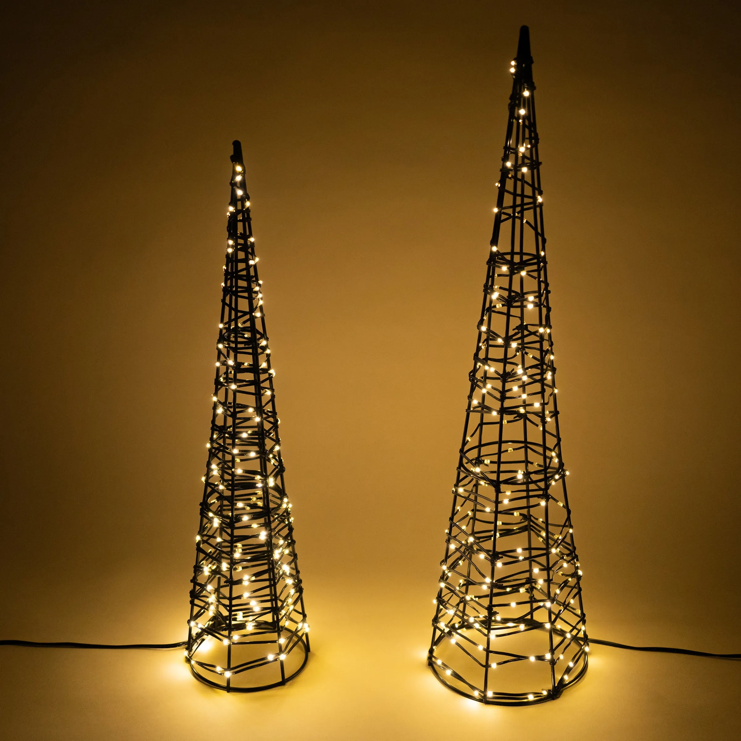 Solar Weihnachtspyramiden im 2er-Set, Höhen 50 & 60 cm