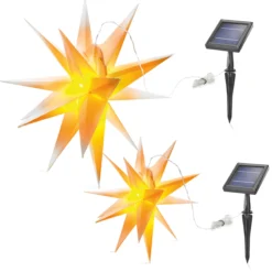 Solar Weihnachtsstern-Set für Außen, Ø 35 cm und 57 cm