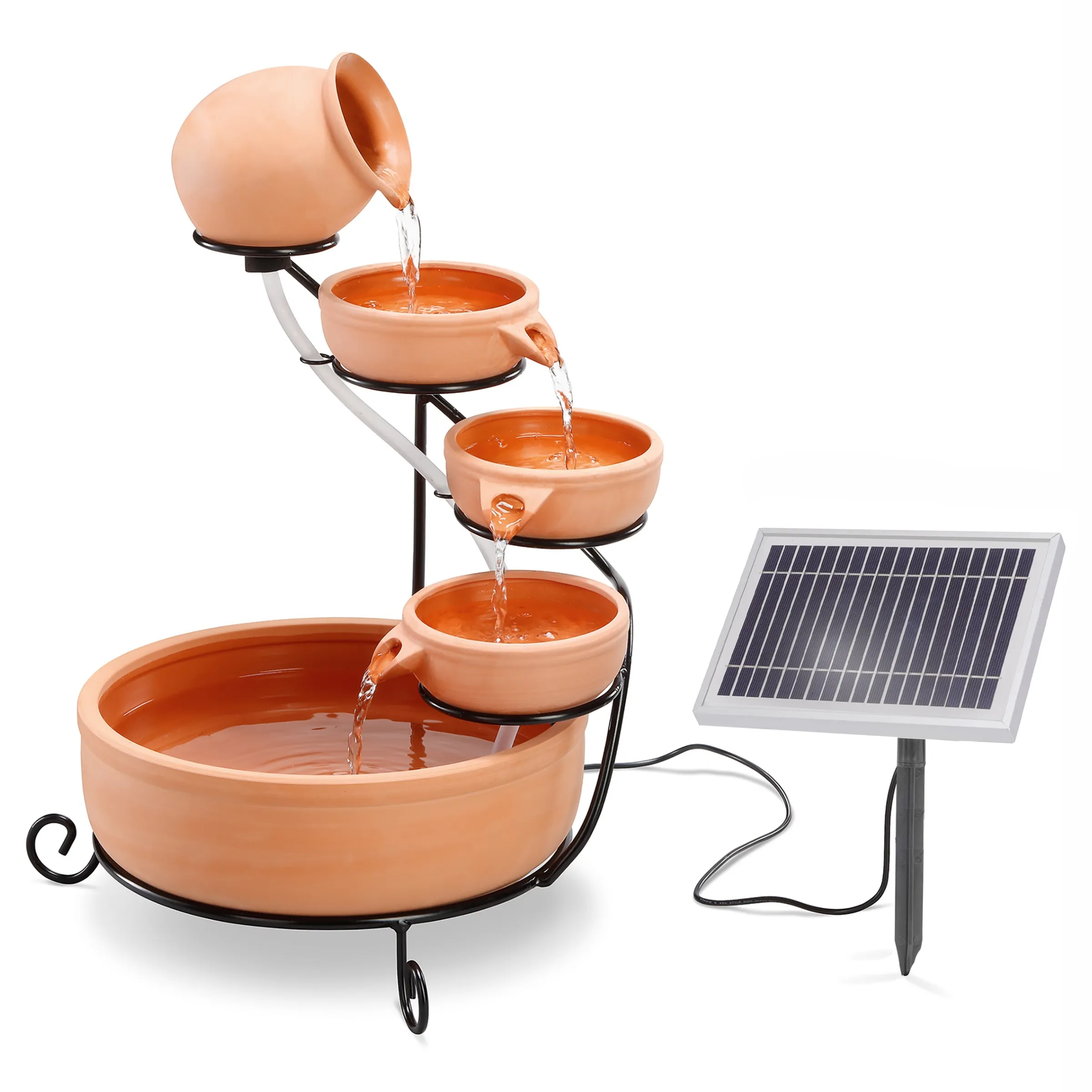 Terrakottafarbener Solar Kaskadenbrunnen Livorno