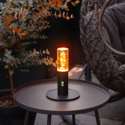 Zauberhafte Solar Tischleuchte Pineto mit Acrylglas-Oberteil, dimmbar