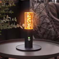 Zauberhafte Solar Tischleuchte Pineto mit Acrylglas-Oberteil, dimmbar
