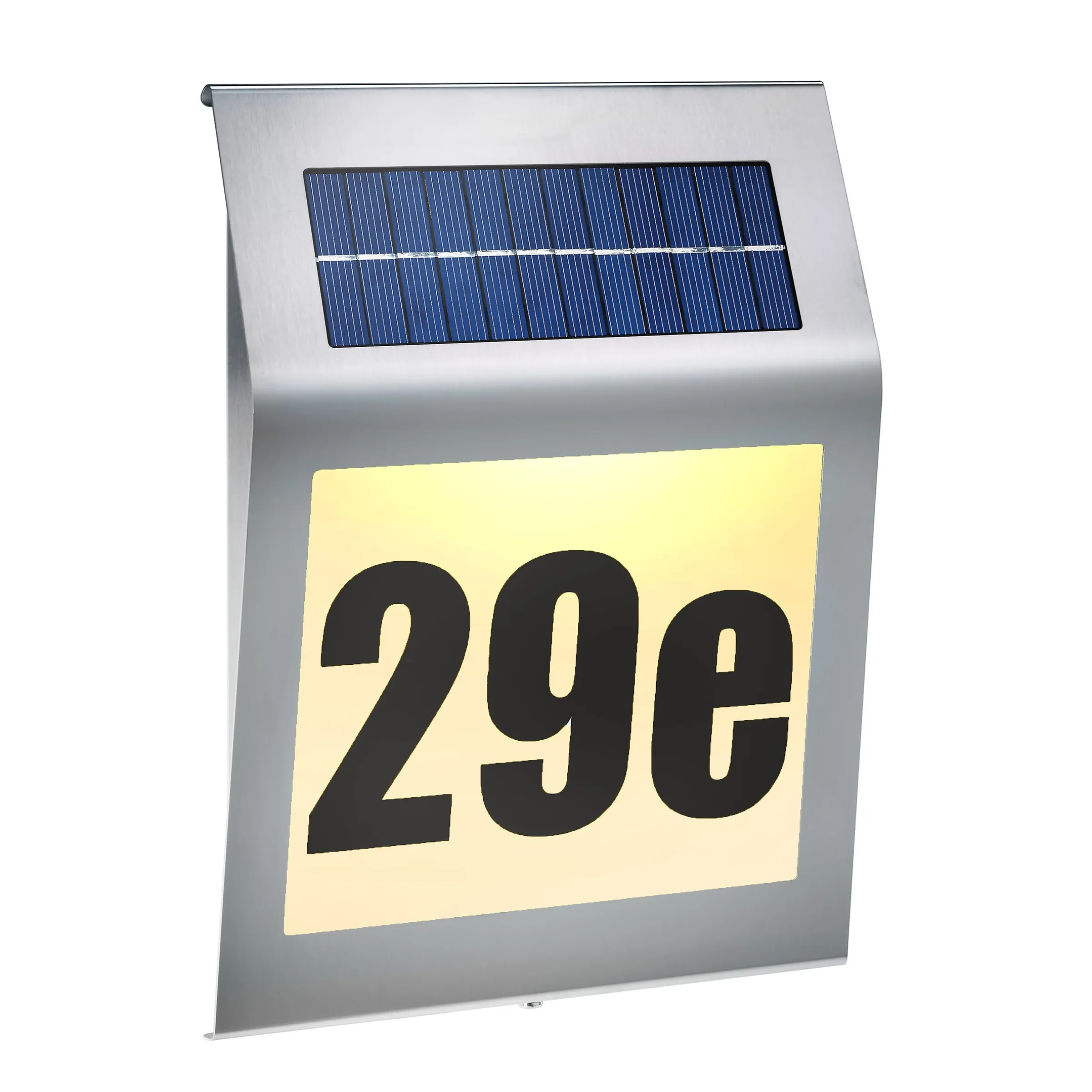 Zeitlose Solar Hausnummer Style DuoColor aus Edelstahl
